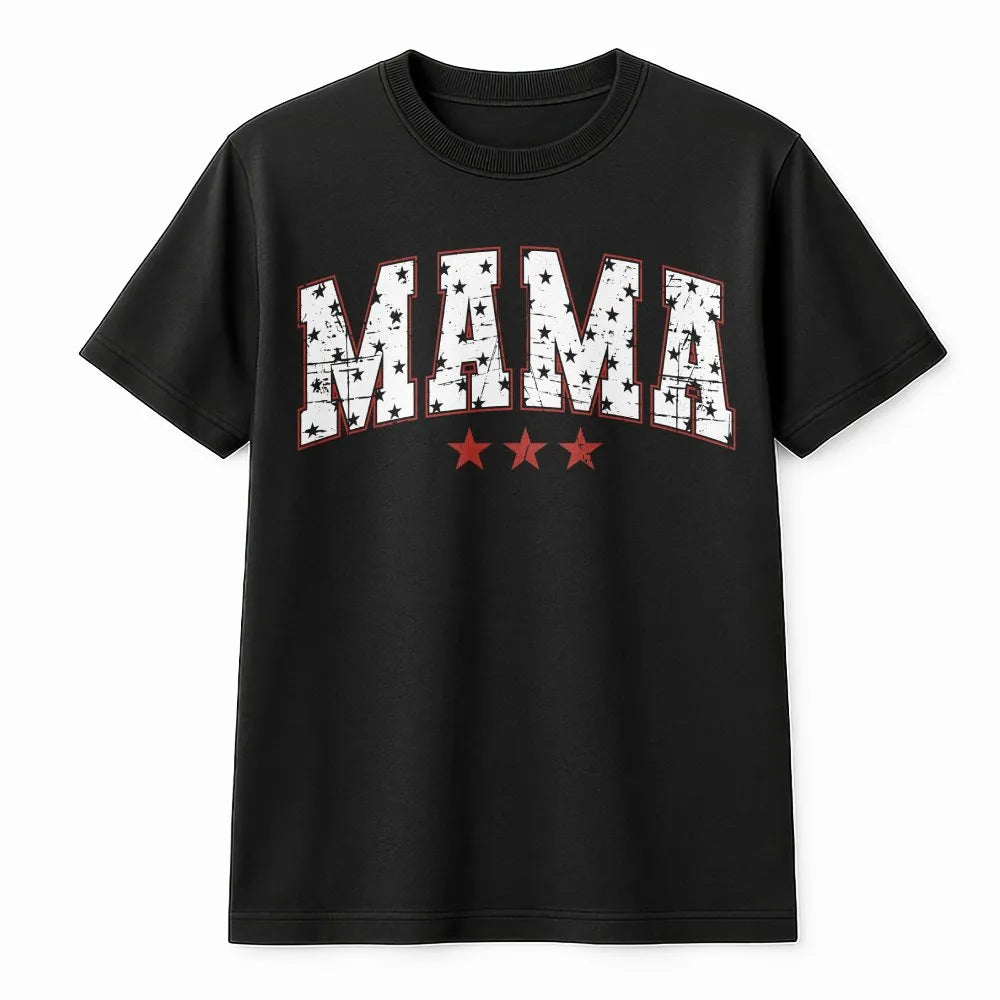 American Mama T-Shirt | Patriotic Stars and Stripes Graphic | 100% Soft Cotton | Fourth of July Gift for Mom