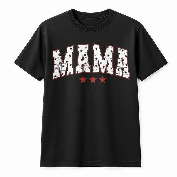 American Mama T-Shirt | Patriotic Stars and Stripes Graphic | 100% Soft Cotton | Fourth of July Gift for Mom