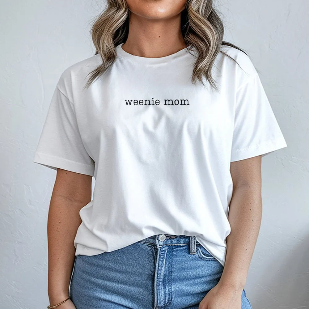 Dachshund Mom T-Shirt | Minimalist Weenie Dog Graphic Tee | Soft Cotton Shirt | Gift for Doxie Lover