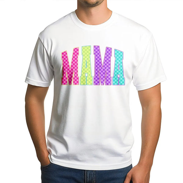 Neon Mama Shirt | Checkerboard Graphic Tee | Soft Cotton Retro Top | Mother's Day Gift for Mom