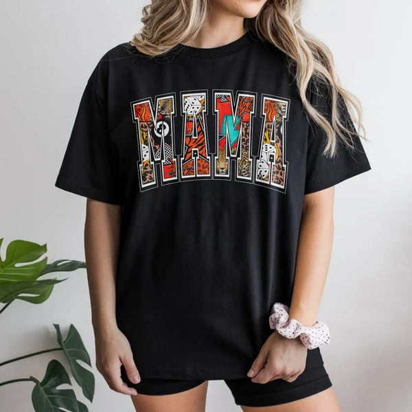 Mama Graphic T-Shirt | Edgy Western Collage Print | Premium Soft Cotton | Stylish Gift for Mom