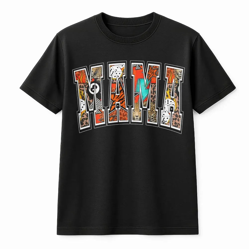 Mama Graphic T-Shirt | Edgy Western Collage Print | Premium Soft Cotton | Stylish Gift for Mom