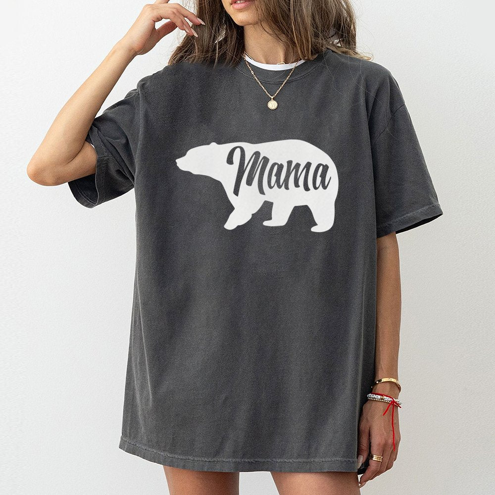 Mama Bear T-Shirt | Cute Animal Graphic Print | 100% Soft Cotton | Mother's Day 2026 Gift For New Mom Or Wife