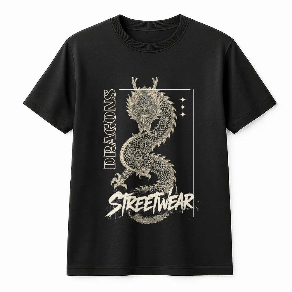 Dragon Streetwear T-Shirt | Japanese Mythical Dragon Graphic | Soft Cotton | Unisex Urban Fashion Gift