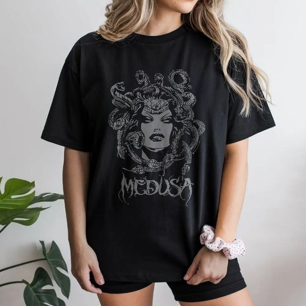 Medusa T-Shirt | Greek Mythology Gorgon Snake Head Graphic | Premium Cotton | Gift for Mythology Fan