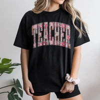 Floral Teacher Sweatshirt | Retro Spring Flower Graphic Crewneck | Soft Cotton Blend Pullover | Teacher Appreciation Gift