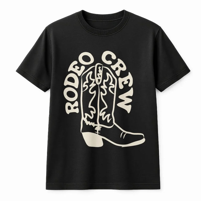 Rodeo Crew T-Shirt | Western Cowboy Boot Graphic | Cozy Cotton Blend | Matching Family First Birthday Gift