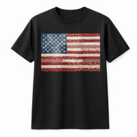American Flag T-Shirt | Vintage Patchwork Quilt Graphic Sweatshirt | Soft Cotton Blend | Patriotic 4th of July Gift