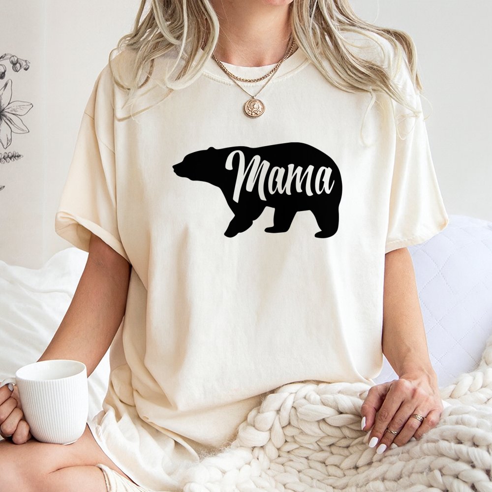 Mama Bear T-Shirt | Cute Animal Graphic Print | 100% Soft Cotton | Mother's Day 2026 Gift For New Mom Or Wife