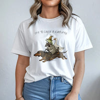 Off To Cause A Kerfuffle T-Shirt | Dachshund Raccoon Goose Frog Graphic | Soft Cotton Tee | Funny Animal Meme Lover Gift