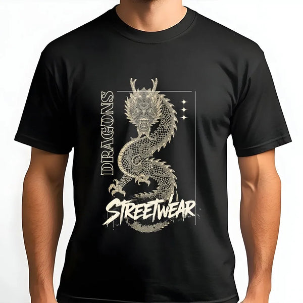 Dragon Streetwear T-Shirt | Japanese Mythical Dragon Graphic | Soft Cotton | Unisex Urban Fashion Gift