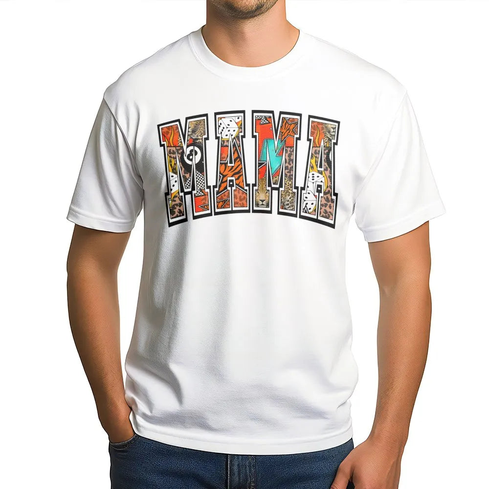 Mama Graphic T-Shirt | Edgy Western Collage Print | Premium Soft Cotton | Stylish Gift for Mom