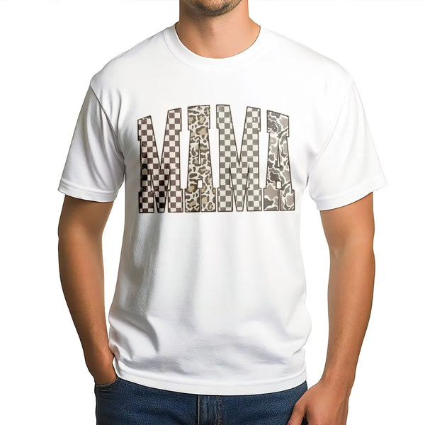 Mama T-Shirt | Western Checkered And Camo Print Graphic | Premium Soft Cotton | Stylish Gift For Mom