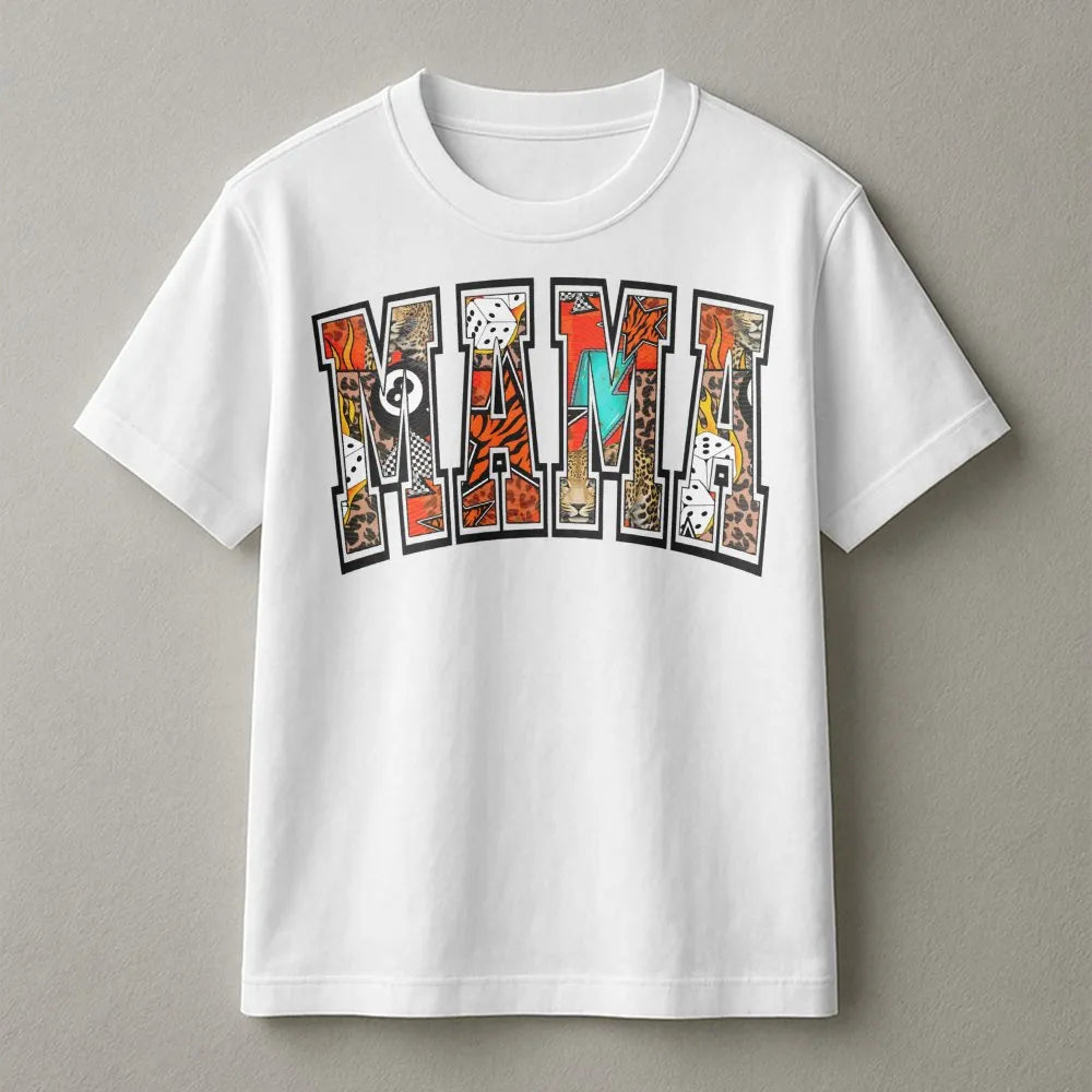 Mama Graphic T-Shirt | Edgy Western Collage Print | Premium Soft Cotton | Stylish Gift for Mom