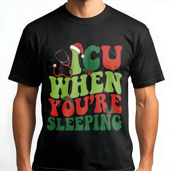 ICU Christmas Nurse T-Shirt | Funny Holiday Medical Pun | 100% Soft Cotton Tee | Perfect Nurse Gift for Xmas